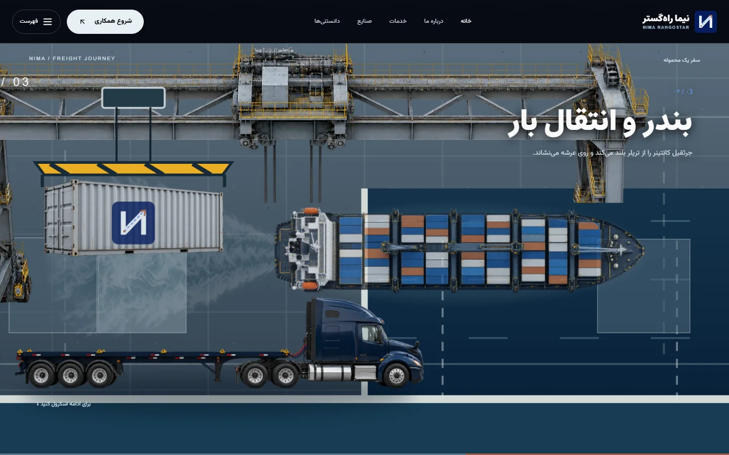 Port crane lifting the same marked container from the trailer toward the ship